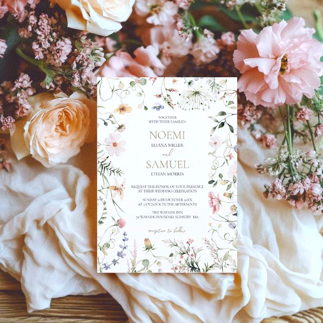 Invitation Elégant Fleur sauvage Aquarelle Delicate Mariage (Créateur téléchargé)