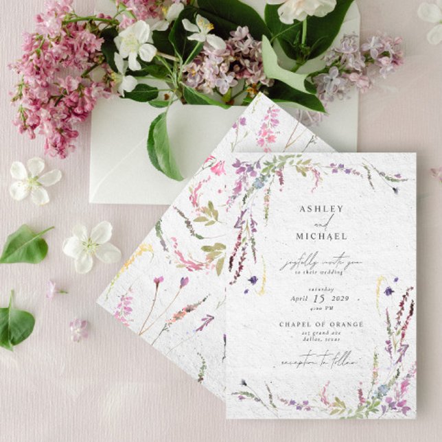 Invitation Elégant Fleur sauvage Aquarelle Mariage moderne (Créateur téléchargé)