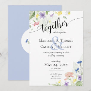 Invitation Elégant Fleur sauvage Aquarelle Rainbow Mariage