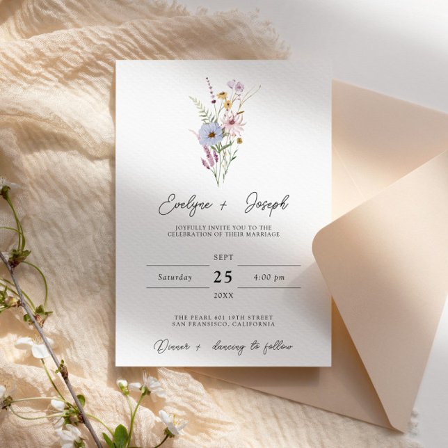 Invitation Élégant Fleur sauvage Boho Floral Bouquet Mariage (Créateur téléchargé)
