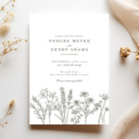 Élégant Fleur sauvage Boho Olive Green Mariage