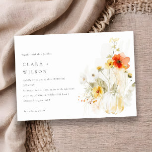 Invitation Elégant Fleur sauvage  Citrouille aquarelle Mariag
