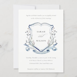Invitation Elégant Fleur sauvage d'aquarelle bleu Mariage Cre