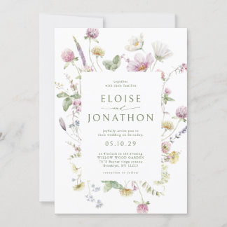 Invitation Élégant Fleur sauvage de code QR Soft Pastel Maria
