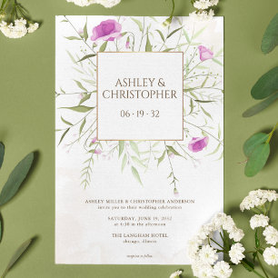 Invitation Élégant Fleur sauvage de lavande Mariage de trame