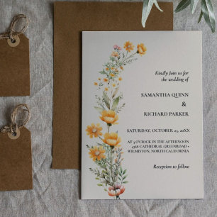 Invitation Élégant Fleur sauvage de prairie Mariage d'été de 