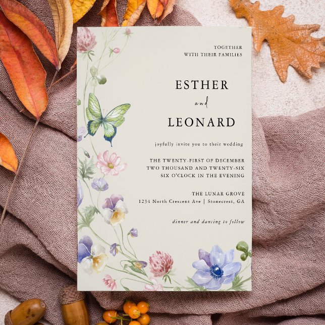 Invitation Élégant Fleur sauvage de printemps coloré Mariage (Créateur téléchargé)