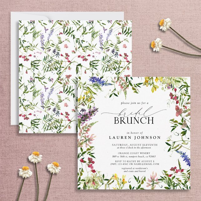 Invitation Élégant Fleur sauvage d'été aquarelle Brunch nupti (Créateur téléchargé)