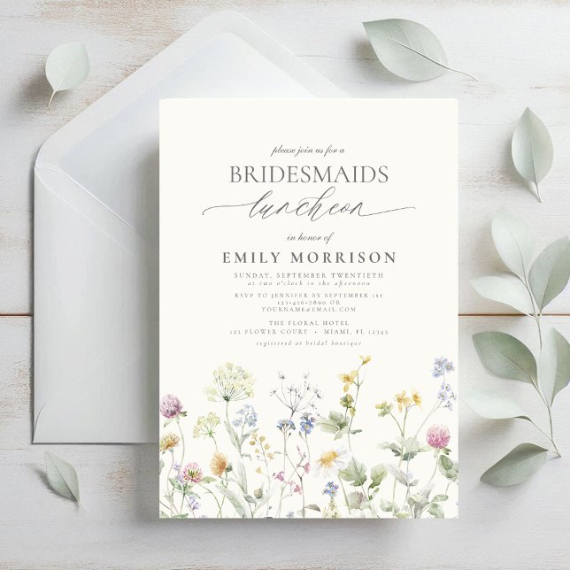 Invitation Élégant Fleur sauvage du déjeuner nuptial (Créateur téléchargé)