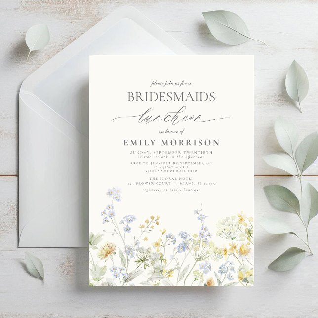 Invitation Élégant Fleur sauvage du déjeuner nuptial (Créateur téléchargé)