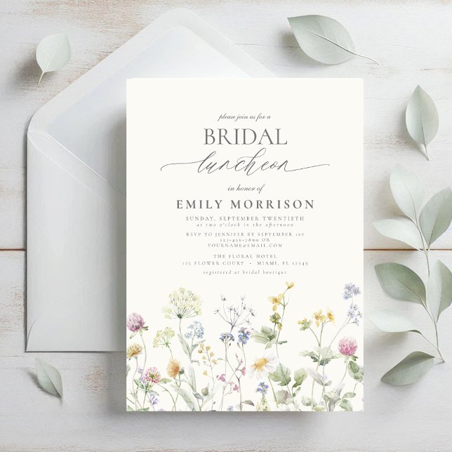 Invitation Élégant Fleur sauvage du déjeuner nuptial (Créateur téléchargé)