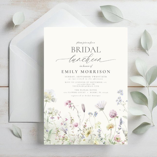 Invitation Élégant Fleur sauvage du déjeuner nuptial (Créateur téléchargé)