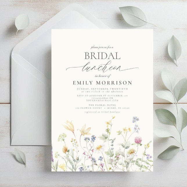 Invitation Élégant Fleur sauvage du déjeuner nuptial (Créateur téléchargé)
