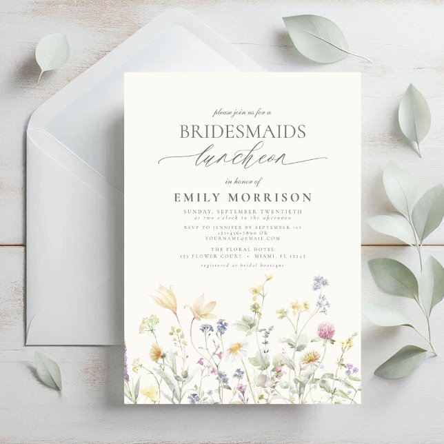 Invitation Élégant Fleur sauvage du déjeuner nuptial (Créateur téléchargé)