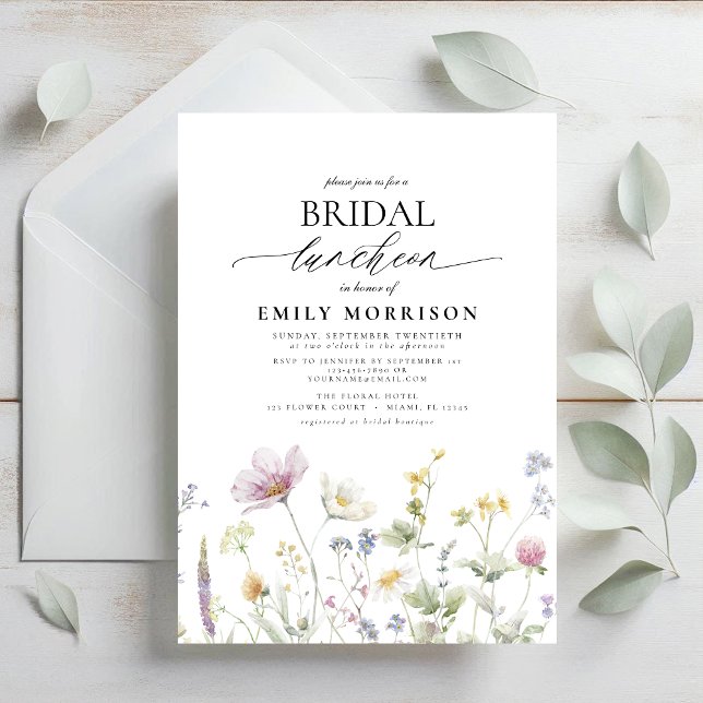 Invitation Élégant Fleur sauvage du déjeuner nuptial (Créateur téléchargé)