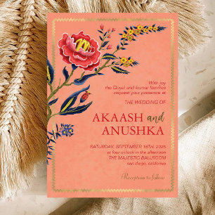 Invitation Élégant Fleur sauvage indien Mariage rose pâle