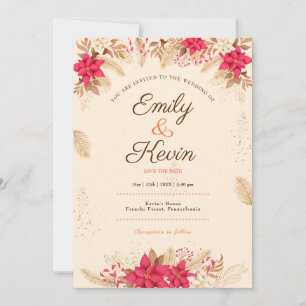 Invitation Elégant Fleur sauvage Jardin Beige Photo mariage