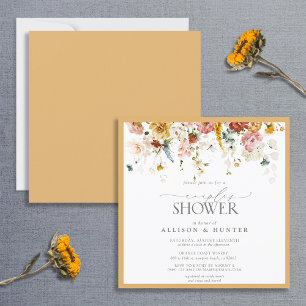 Invitation Elégant Fleur sauvage Jaune Floral Couples Douche