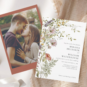Invitation Élégant Fleur sauvage photo Boho Mariage