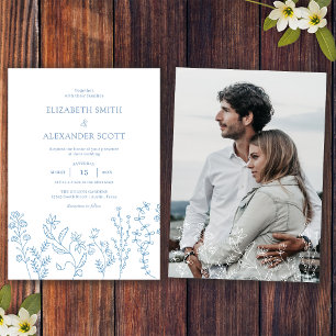 Invitation Élégant Fleur sauvage photo simple Périwinkle Mari