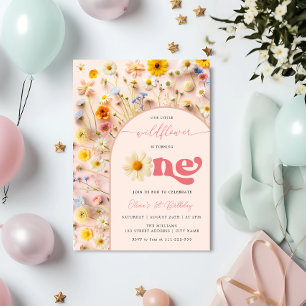 Invitation Elégant Fleur sauvage Premier anniversaire