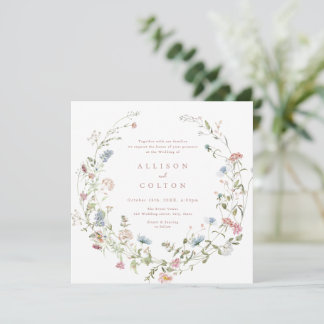 Invitation Elégant Fleur sauvage rose Dusty Rustic Boho Maria