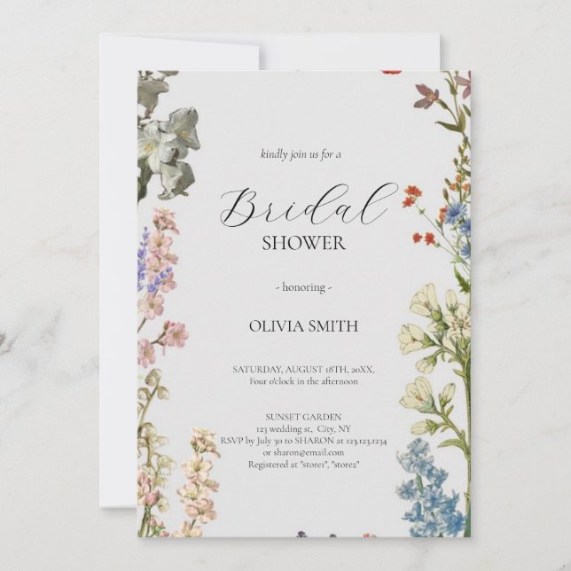 Invitation Elégant Fleur sauvage rose Rustic Boho Fête des ma (Devant)