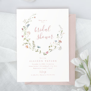 Invitation Elégant Fleur sauvage rose Rustic Boho Fête des ma