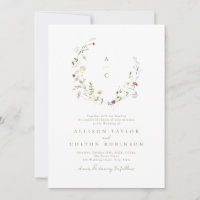 Élégant Fleur sauvage Rustic Boho Mariage monogram