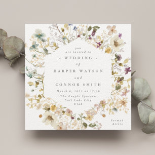 Invitation Élégant Fleur sauvage séché Abondance Mariage Pamp