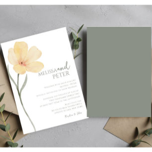 Invitation Élégant Fleur sauvage vert Sage et blanc Mariage