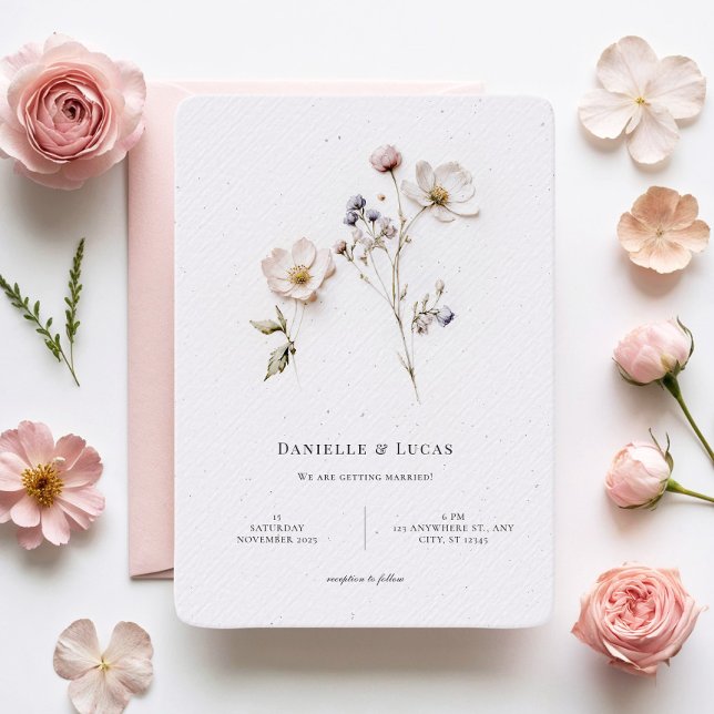 Invitation Elégant Fleurs Chic arrondi Mariage de style de co (Créateur téléchargé)