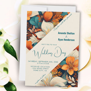 Invitation Élégant Fleurs Florales Tropicales Mariage