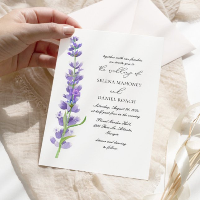 Invitation Élégant Fleurs Mariage Lavender (Créateur téléchargé)