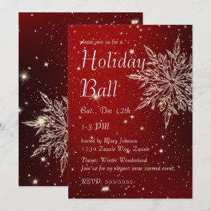 Invitation Élégant flocon de neige dans Red Ball