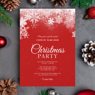 Invitation Élégant flocon de neige rouge et blanc Noël d'entr