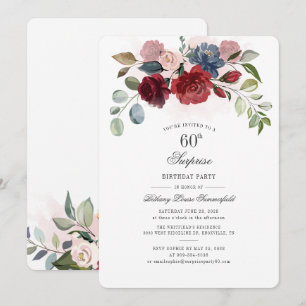 Invitation Élégant floral 60e anniversaire