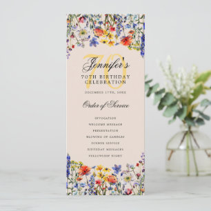 Invitation Élégant Floral 70e Anniversaire Champagne