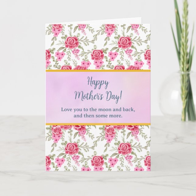 Invitation Élégant floral aquarelle pour Bonne Fête des Mères (Devant)