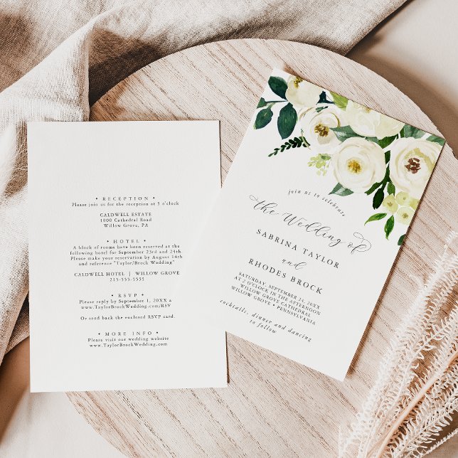 Invitation Élégant Floral Blanc Le Mariage De (Créateur téléchargé)