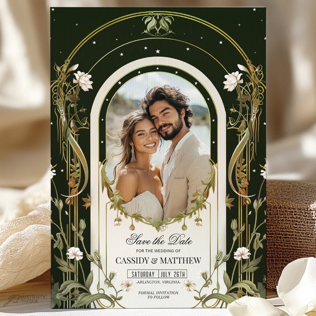 Invitation Élégant floral blanc pour mariage "Save the Date" (Créateur téléchargé)