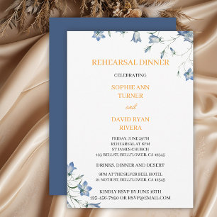 Invitation Élégant Floral Bleu Bellflower Dîner de répétition