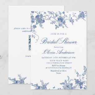 Invitation Élégant floral bleu victorien français pour MARIAG