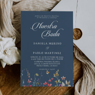 Invitation Élégant Floral Botanique Nuestra Boda Mariage
