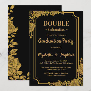 Invitation Élégant Floral double Celebration Graduation Party