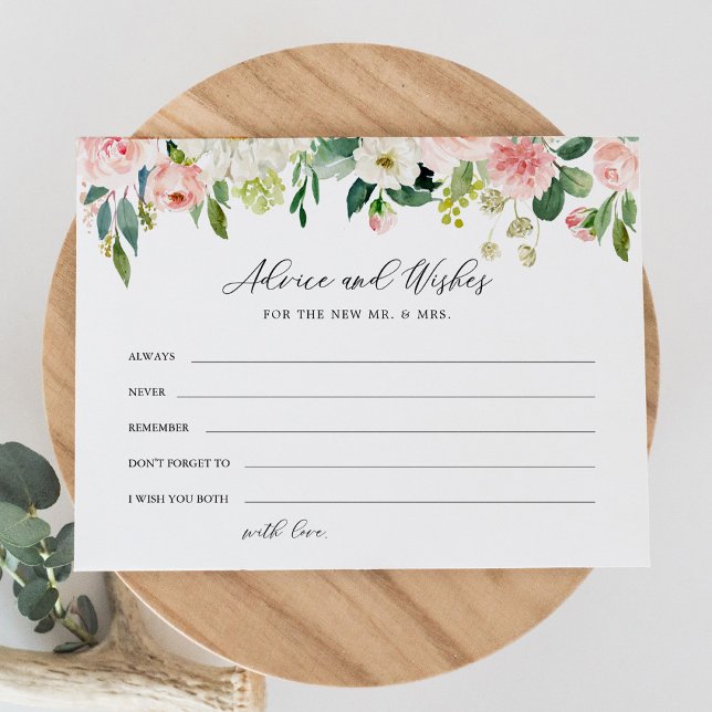 Invitation Elégant Floral douche nuptiale conseils et souhait (Créateur téléchargé)