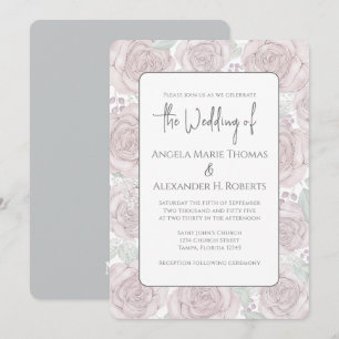 Invitation Elégant floral Dusty Rose classique aquarelle