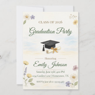 Invitation Elegant Floral Garden 2026 Graduation Invite