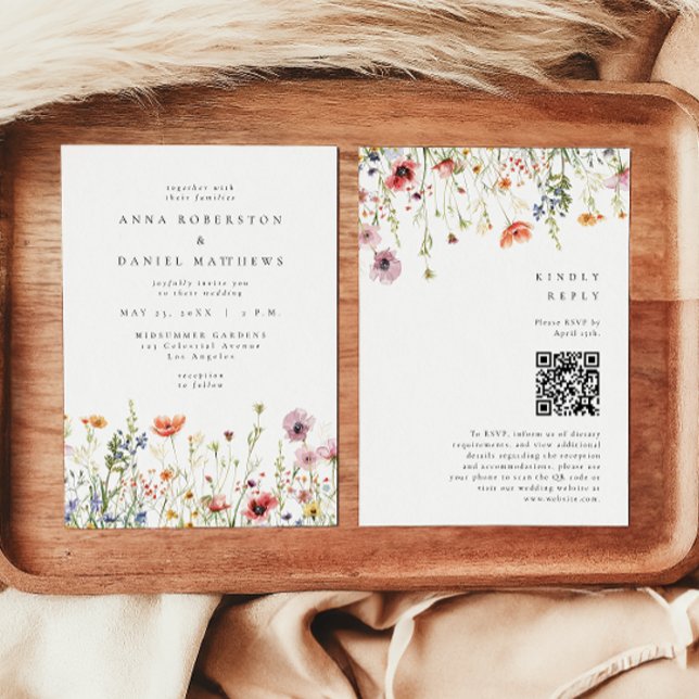 Invitation Elegant Floral Garden QR Code Wedding (Créateur téléchargé)