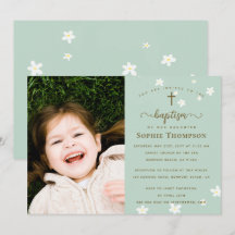 Élégant Floral Girl Moderne Baptême Religieux Phot